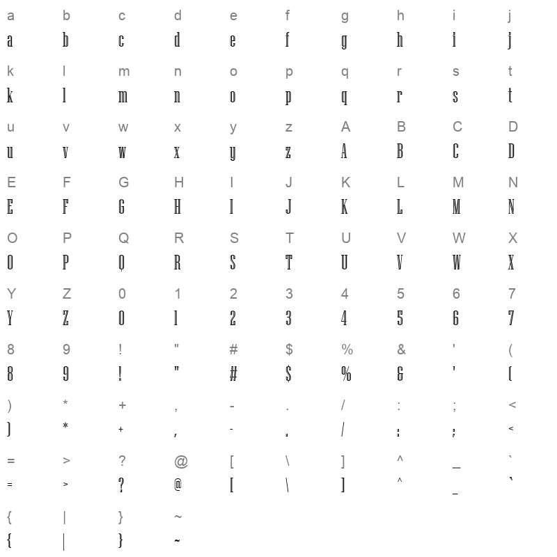 NIAGENG_1 Character Map
