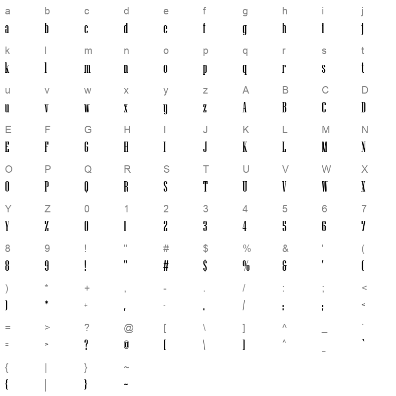 NIAGSOL_1 Character Map