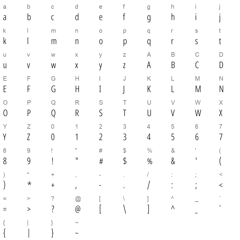 NotoSansDevanagari_ExtraCondensed-Light Character Map