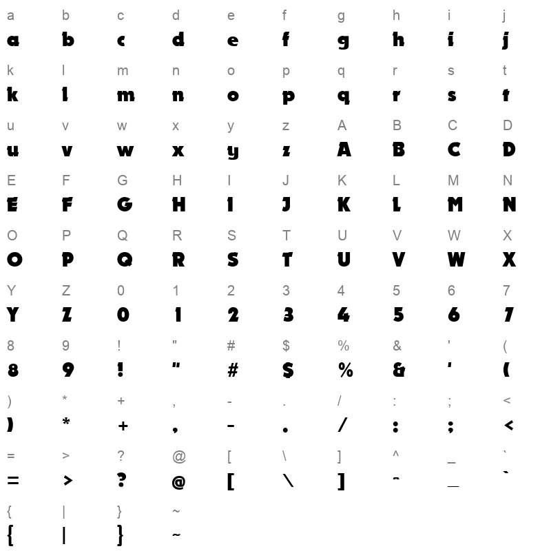 Nougat-ExtraBlack_0 Character Map