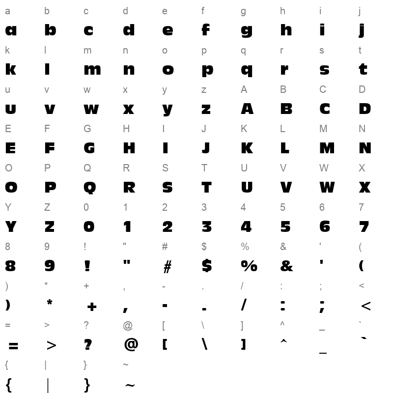 olvr93w Character Map
