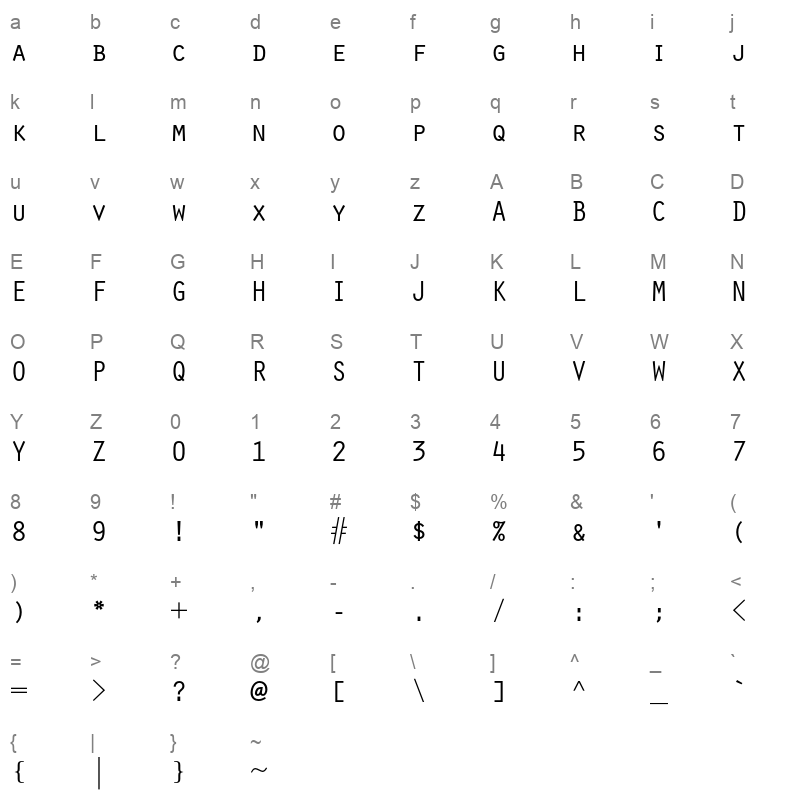 OratorStd Character Map