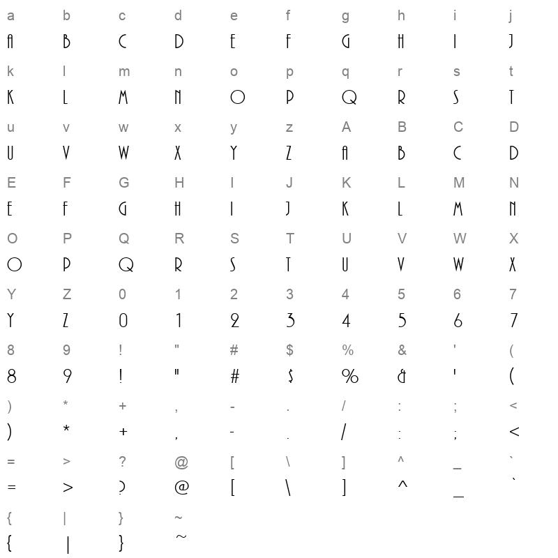 p007013d Character Map