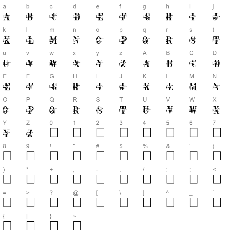 PAQUITO Character Map