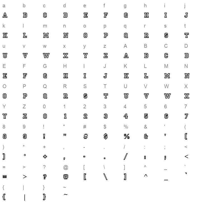 PRINCETN Character Map