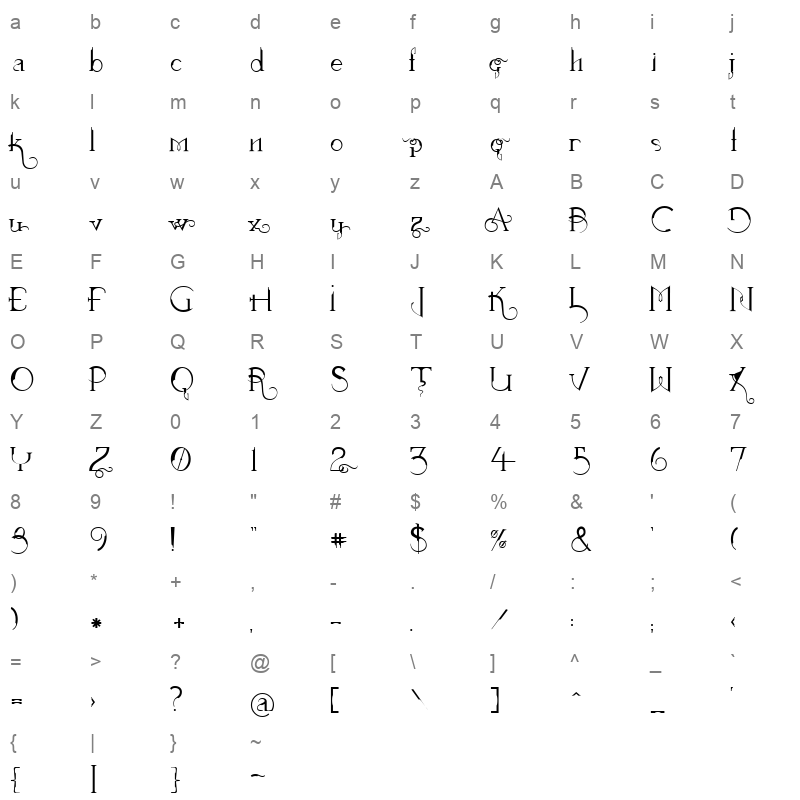 RaptureHeavenly_0 Character Map
