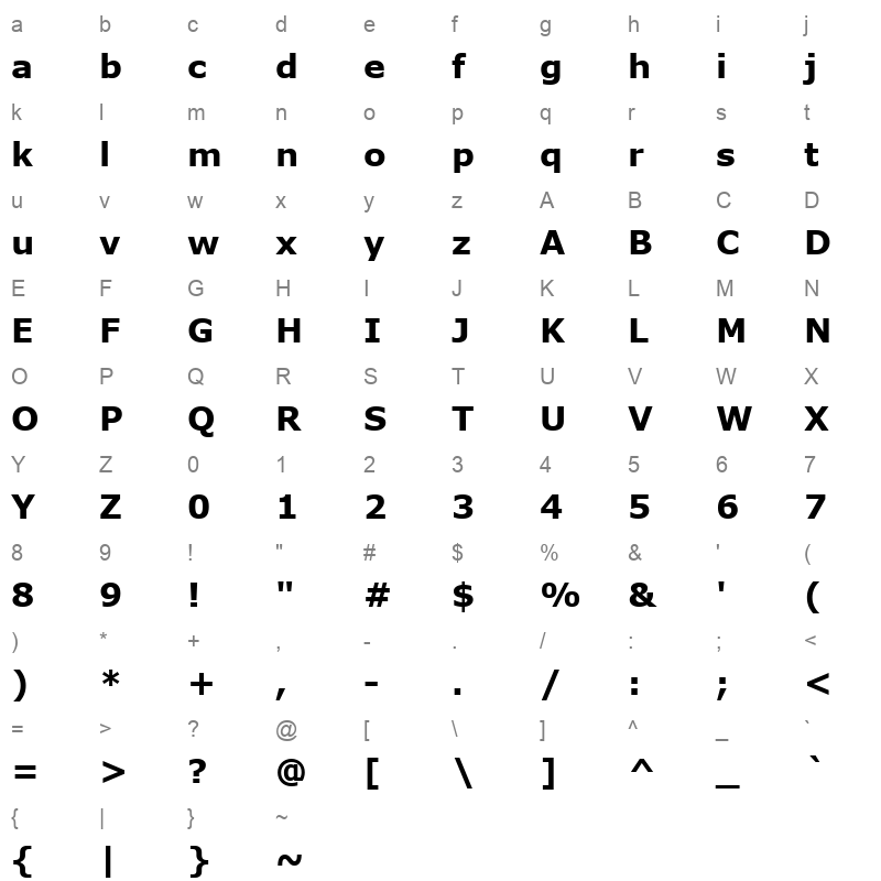REFSANB Character Map