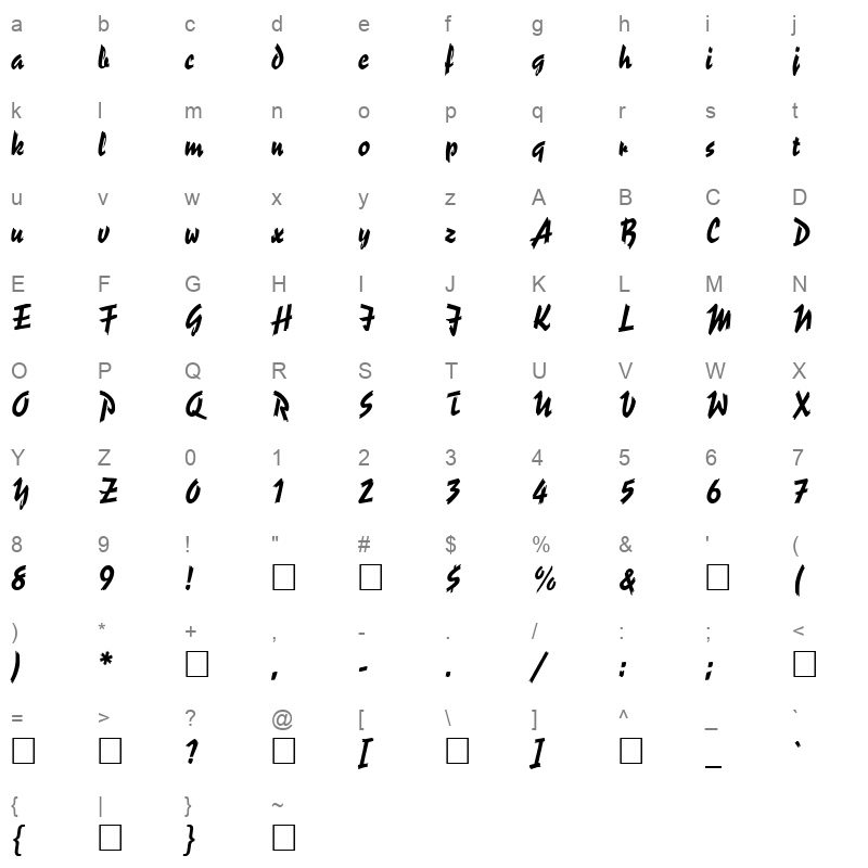 REPORTR Character Map