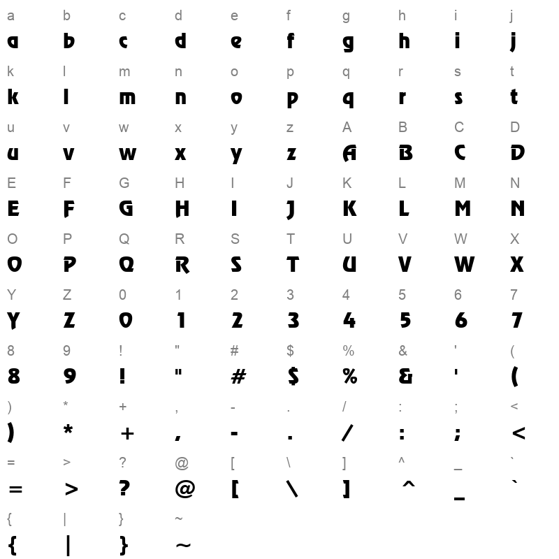 Revuen_1 Character Map