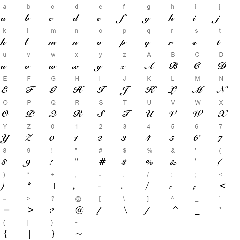 RNDHNDK_1 Character Map