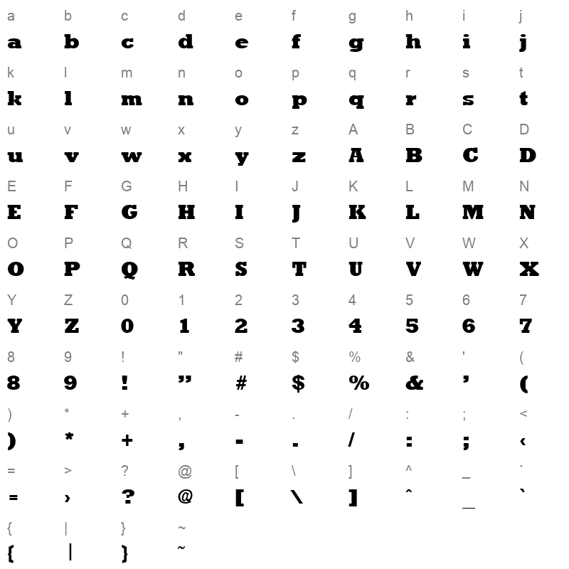 ROCKNXB Character Map