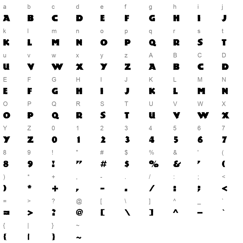ROCKSTON Character Map