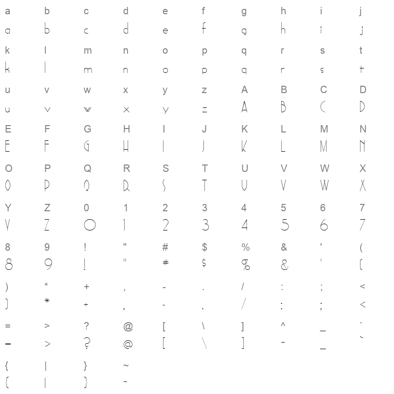sadelle Character Map