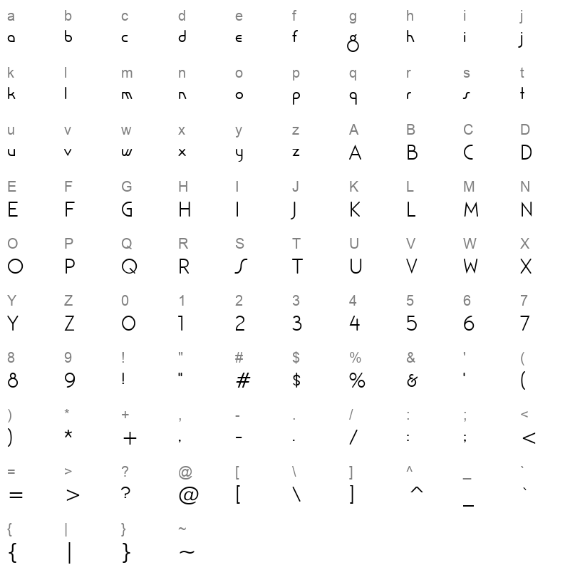 Salsmbl Character Map