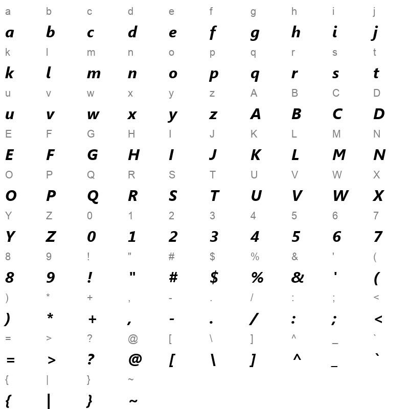 SEGOEUIZ_1 Character Map