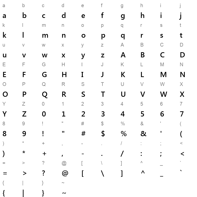 seguisb_1 Character Map