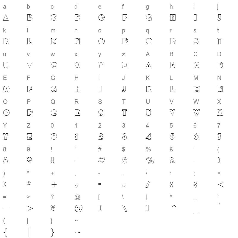 shotsho Character Map