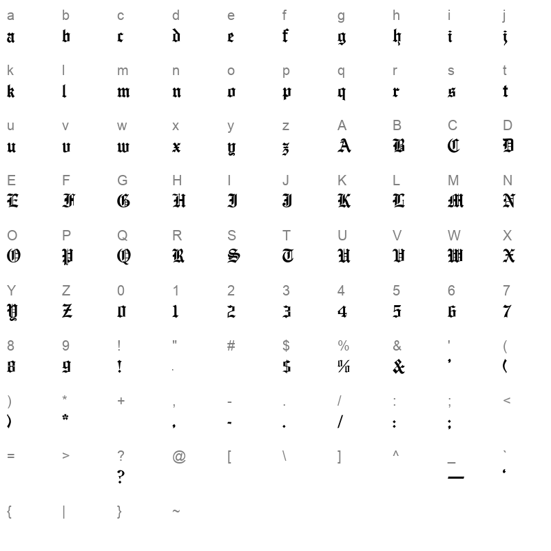 SIGROOMT_1 Character Map
