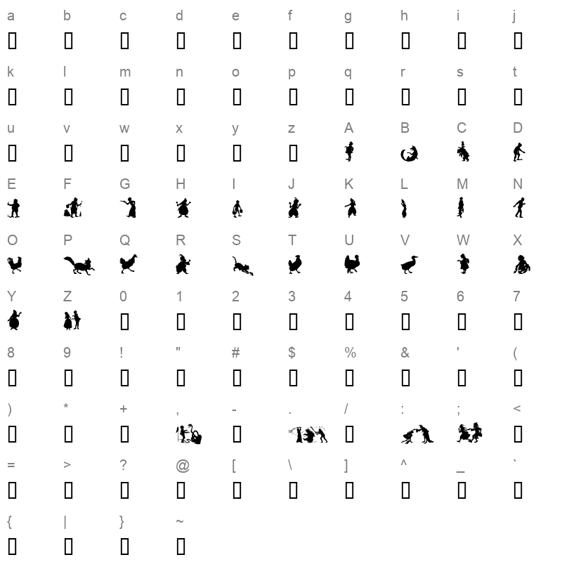 silhouet Character Map
