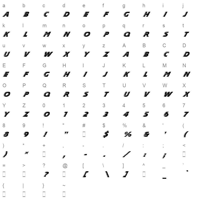 SLIPSTRM Character Map