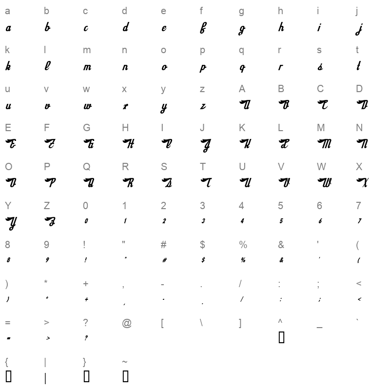 SLOEGIN Character Map