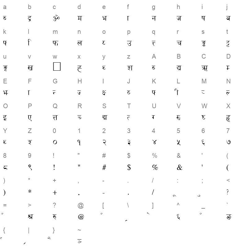 spinsext_1 Character Map