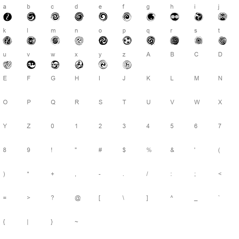 spirals Character Map