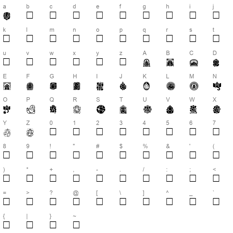 sy030ntt Character Map