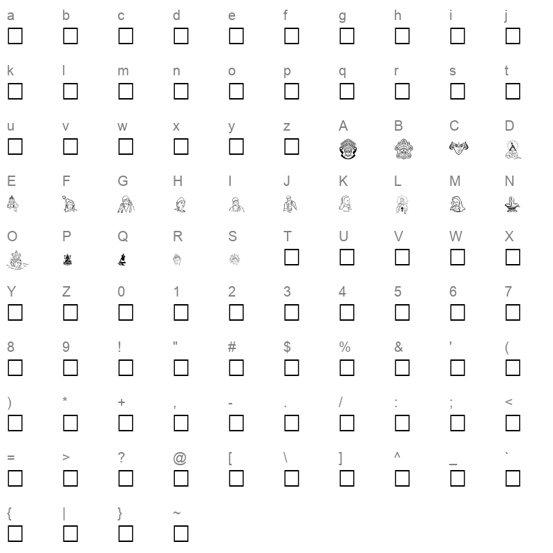 sy050ntt Character Map