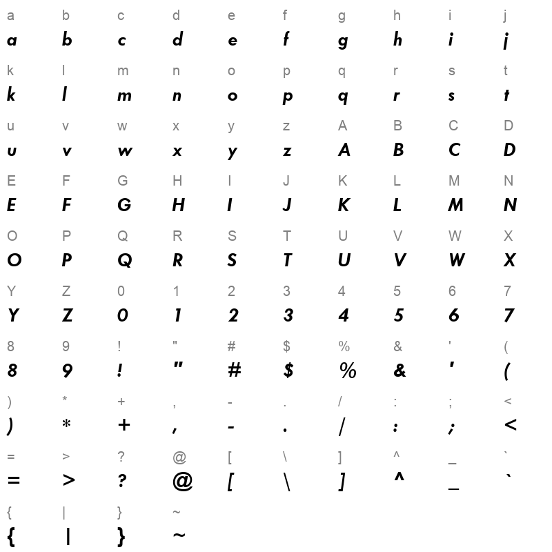 TCBI__ Character Map
