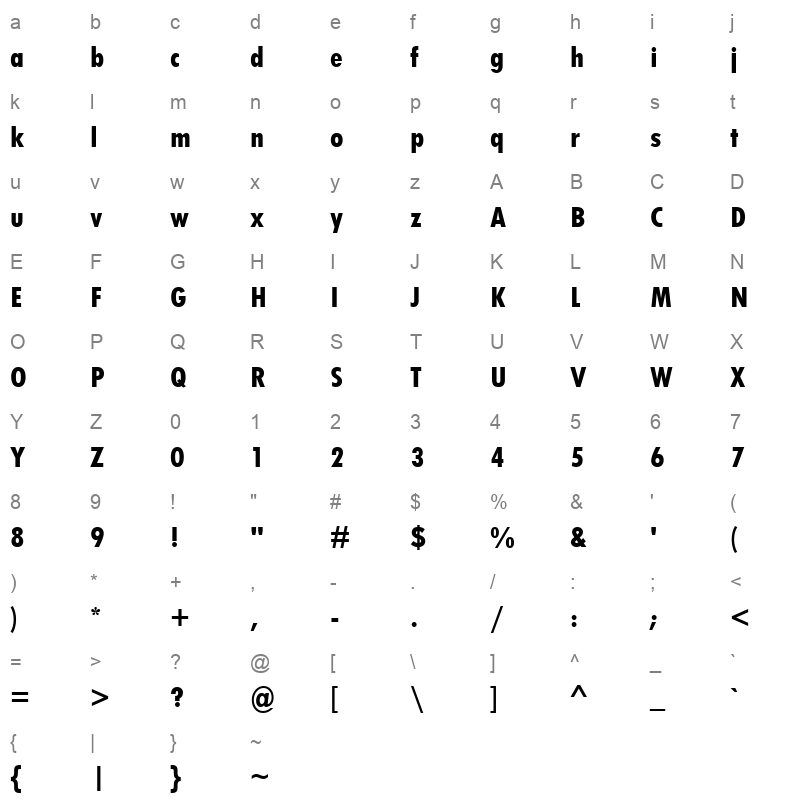 TCCEB_1 Character Map