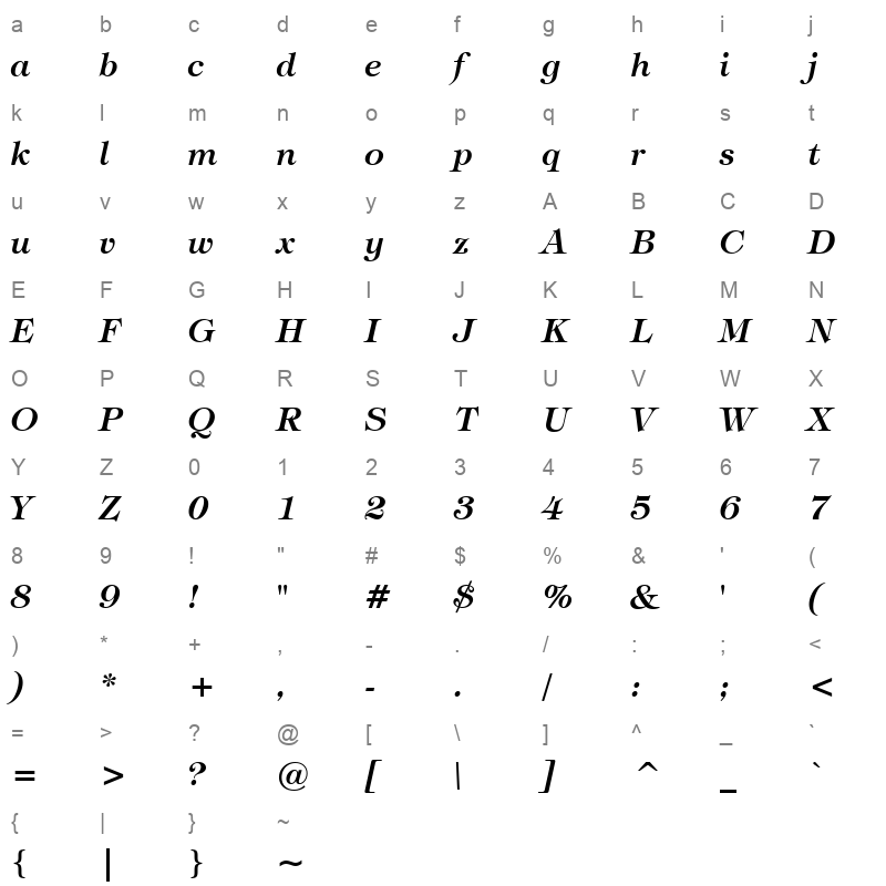 TIFANYDI_1 Character Map