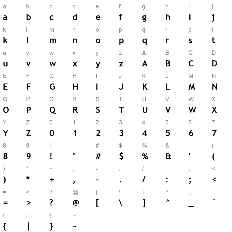 trebucbd_1 Character Map