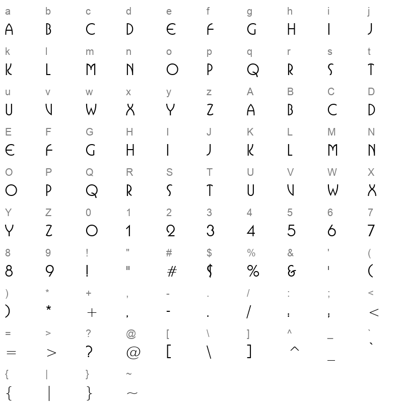 tt0062m Character Map