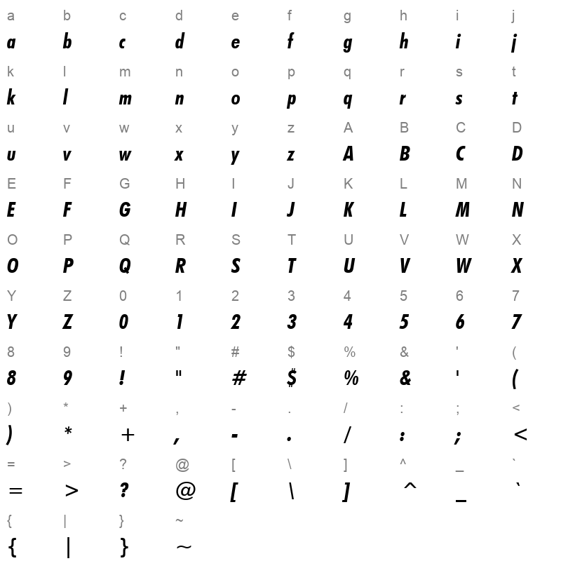 tt0203m Character Map