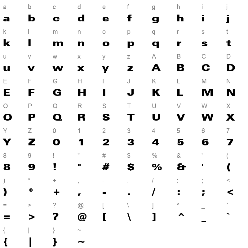 tt0263m Character Map