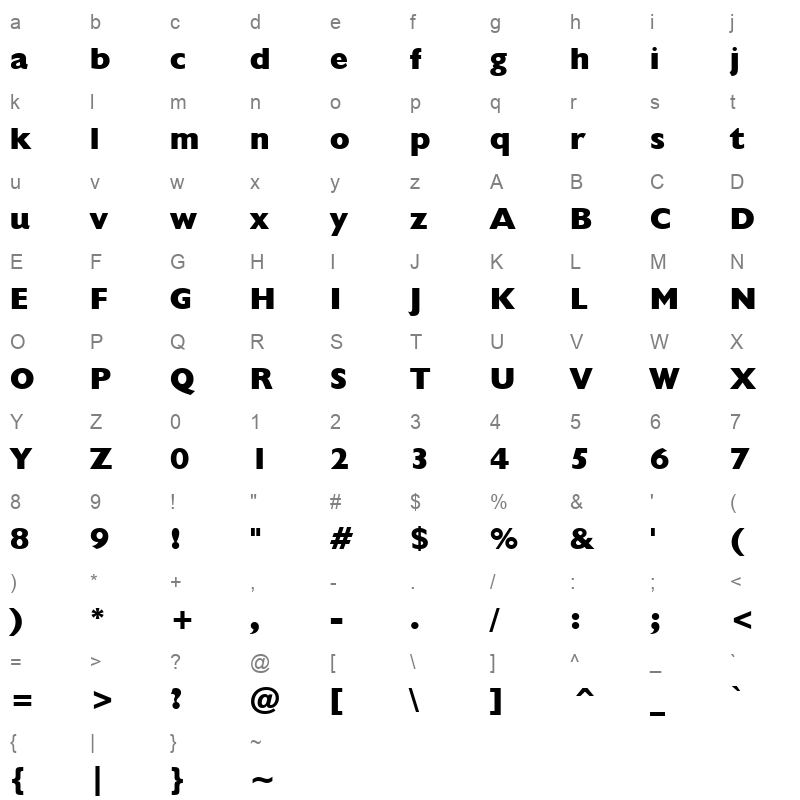 tt0294m Character Map