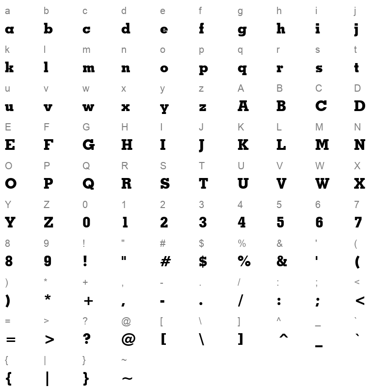 tt0312m Character Map