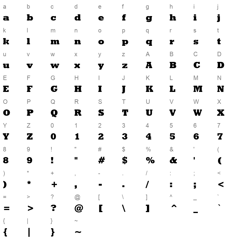 tt0488m Character Map
