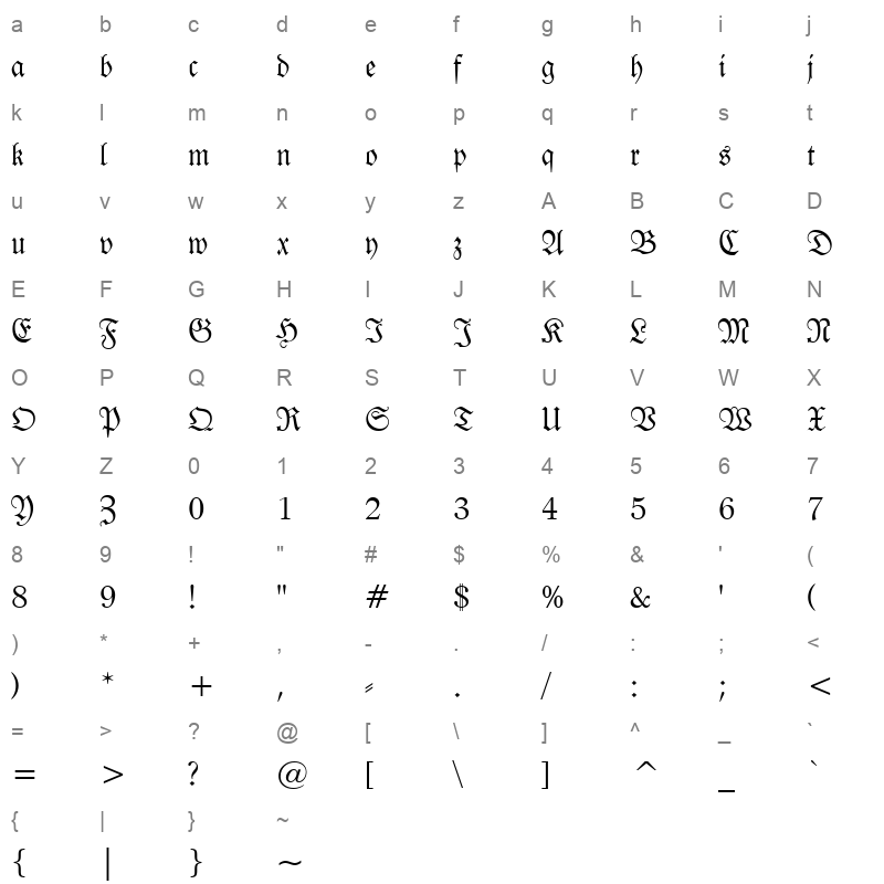 tt0983m Character Map