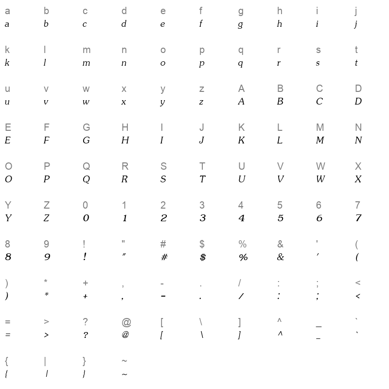 upcji_2 Character Map