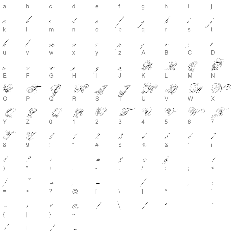 Venski Sad Two Medium_0 Character Map